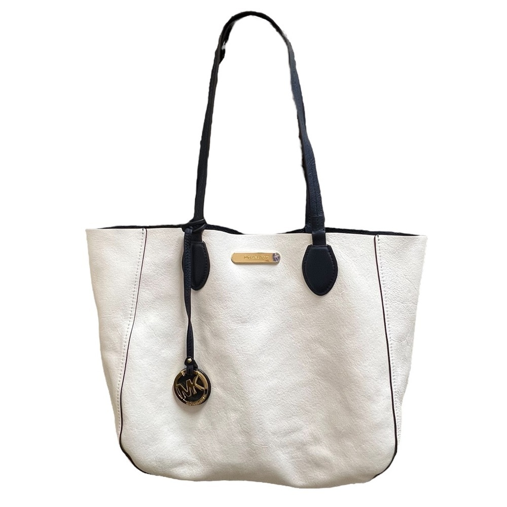 Michael Kors Leather Reversible Large Mae Tote (Navy/White) - Picture 2 of 11